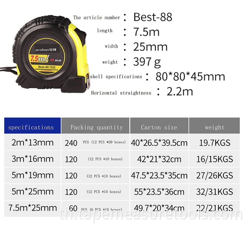 โลโก้ที่กำหนดเอง 2m 3m 5m 7.5m ผู้สร้างเทปวัด เทปวัดยาง